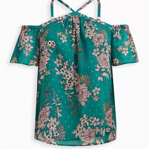 Torrid Green Flutter Sleeve Ruffled Blouse - Picture 8 of 8